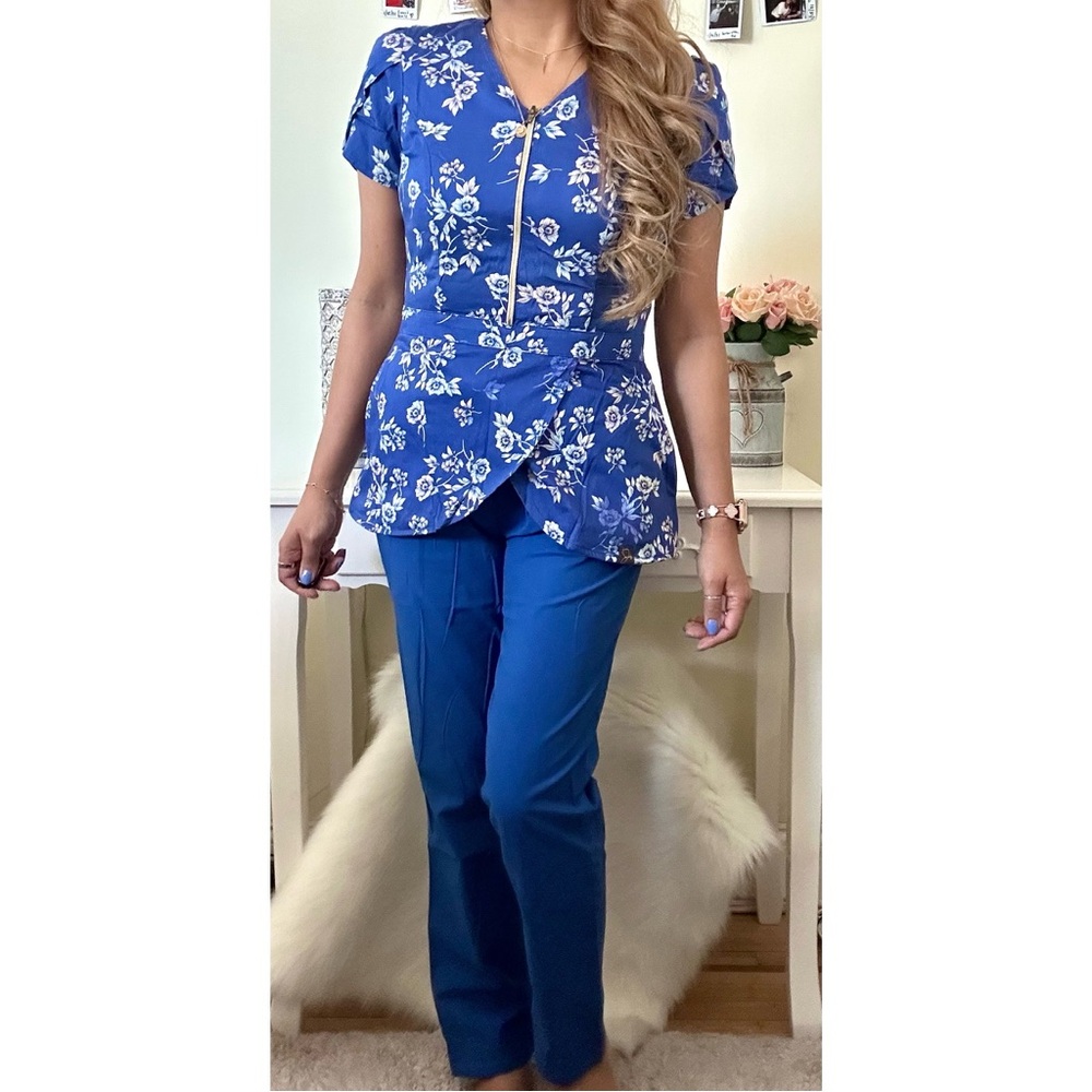 Jaanuu Blue Scrub Top